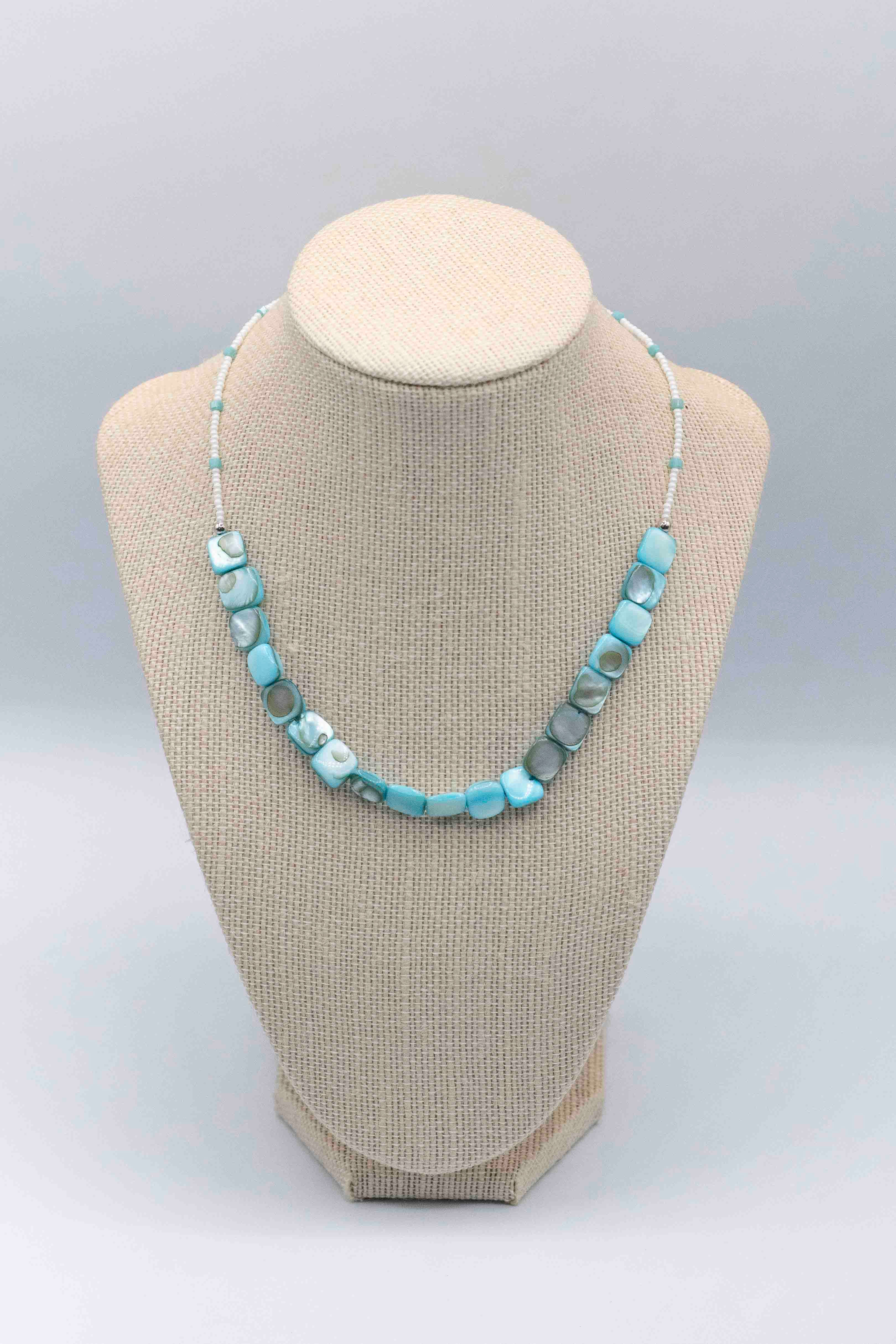 Coastal Carolinas Turquoise Shell & Glass Bead Necklace (Style 1)