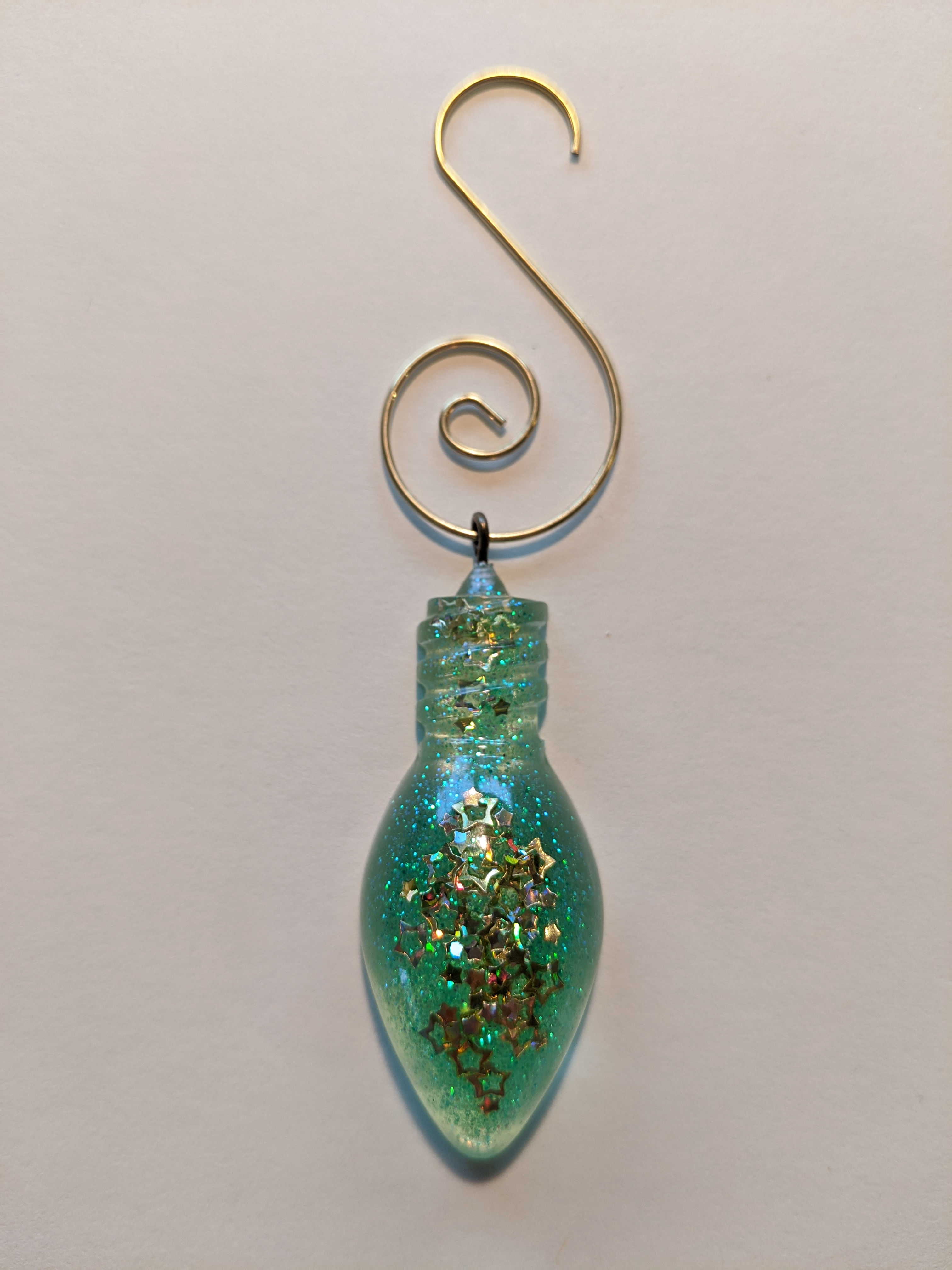 Clear Resin Bulb Ornament - Emerald Green