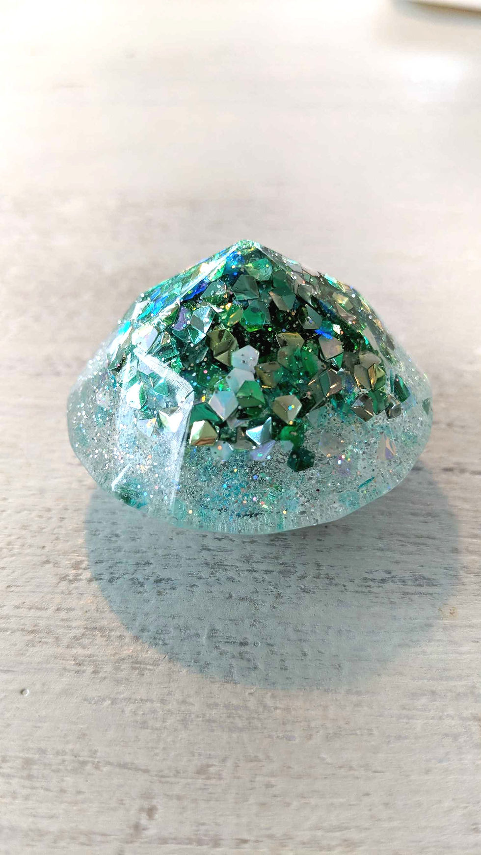 Thumbnail: Small Diamond Resin Magnet with Chunky Green Glitter