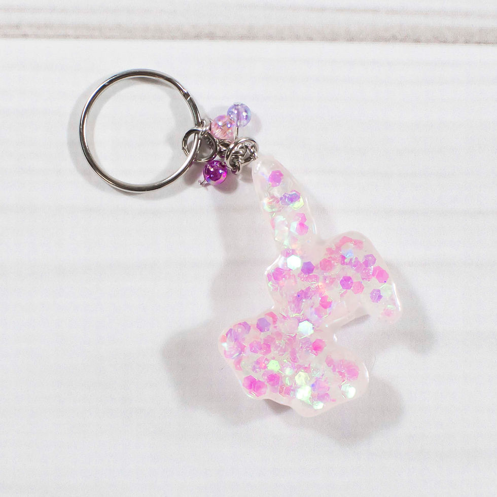 Thumbnail: Handcrafted Opalescent Glitter Bunny Keychain