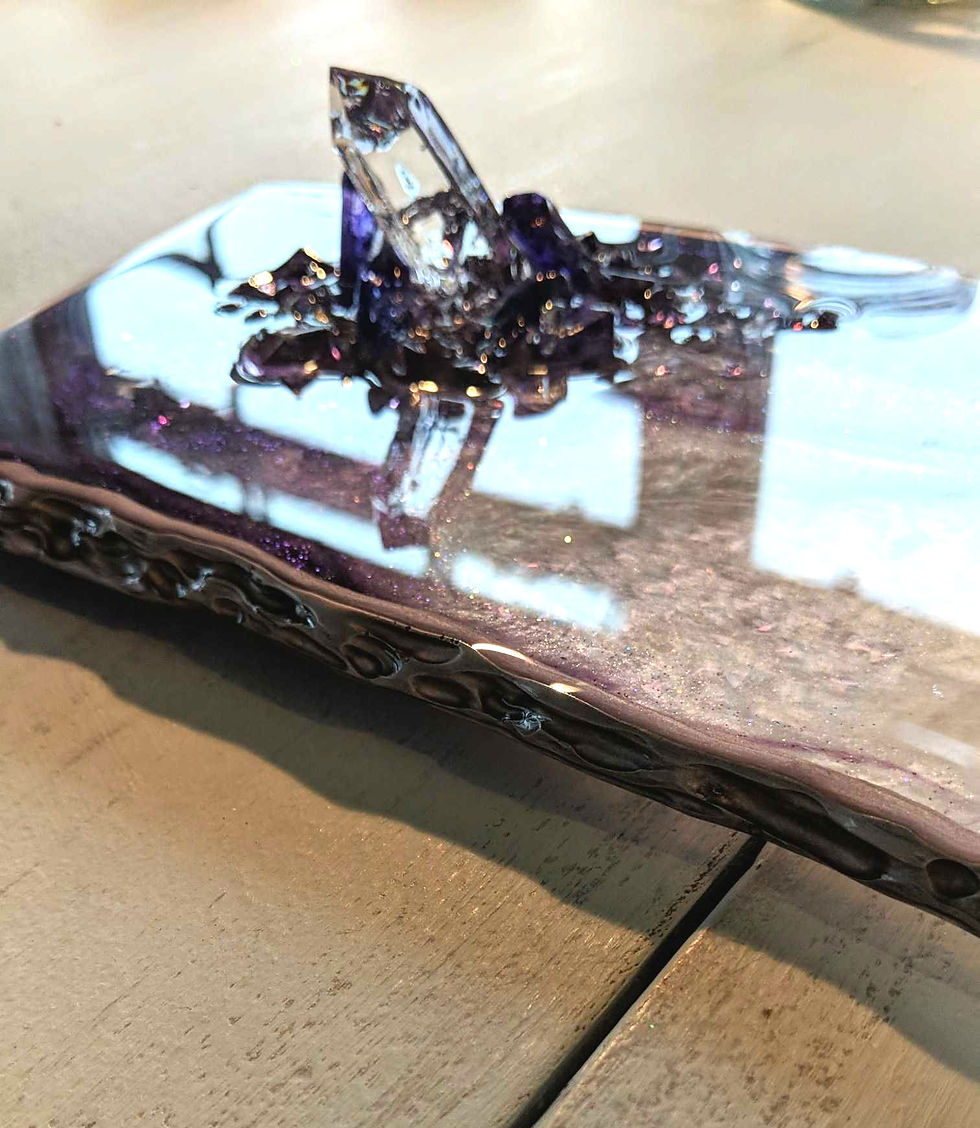 Thumbnail: 11.5"x5.5" Amethyst Jewelry Tray w/Small Crystal Ring Holder