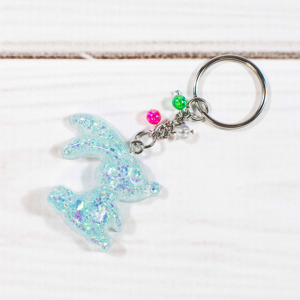 Thumbnail: Handcrafted Teal Glitter Bunny Keychain