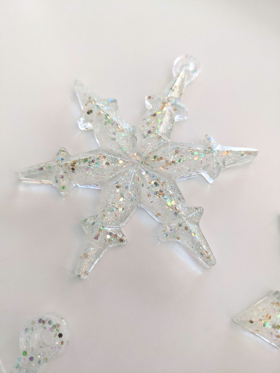 Thumbnail: Beautifully Vintage Resin Snowflake Ornaments - Set of 3 with Hooks