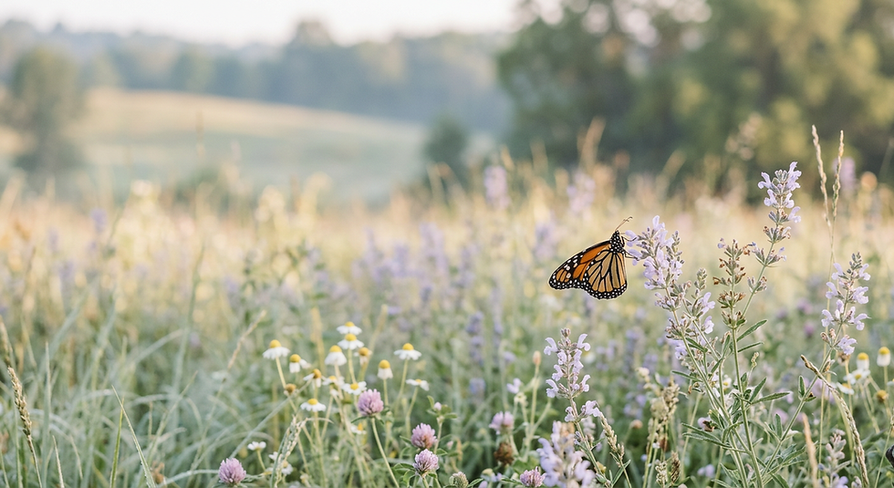 Butterfly in a field of flowers 