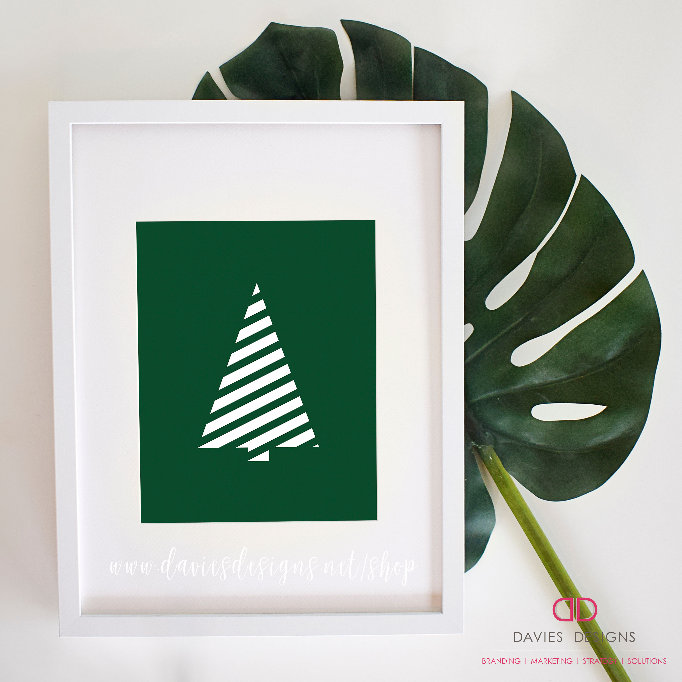 Striped Green Christmas Tree 8x10 Digital Download