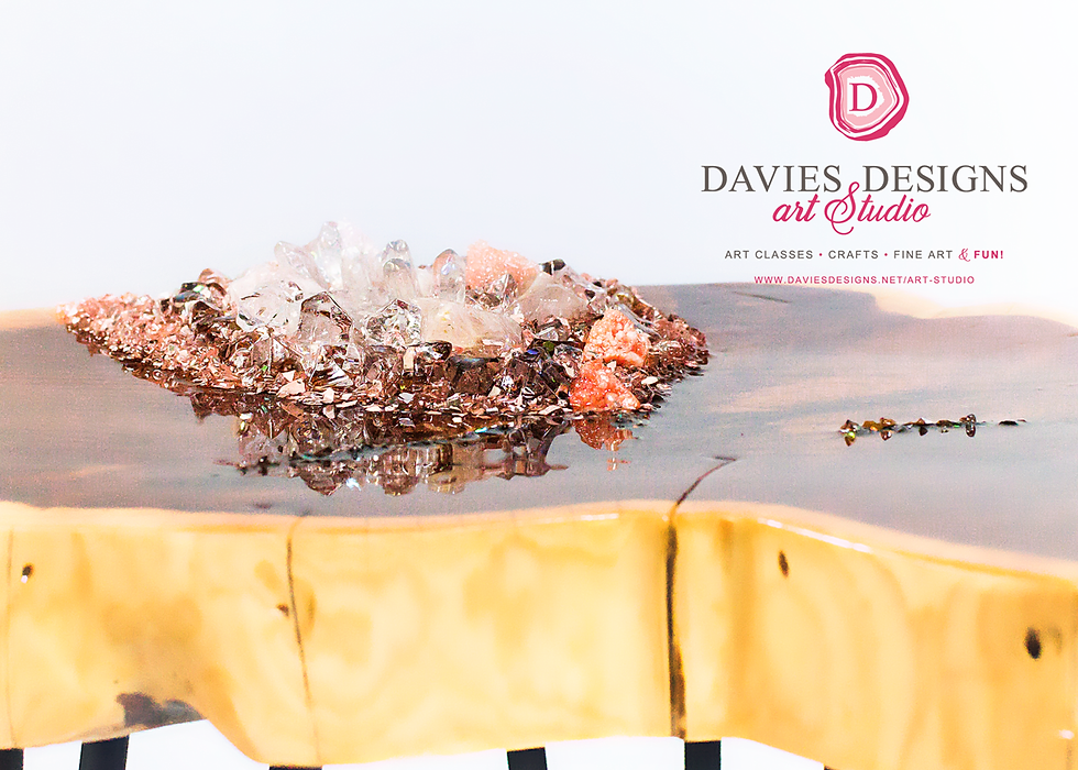 Thumbnail: Cedar Geode Industrial Glam Side Table w/Genuine Pink Quartz Crystals