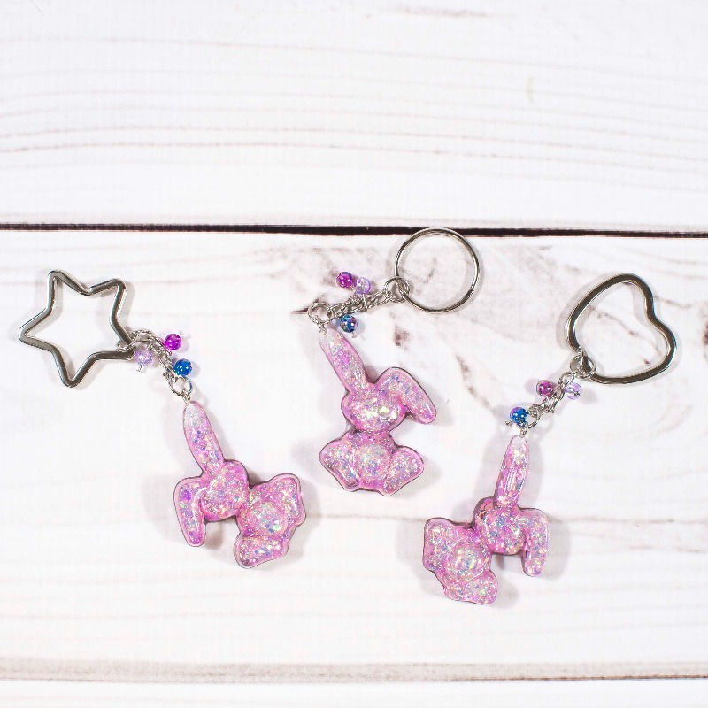 Thumbnail: Handcrafted Poppin Purple Glitter Bunny Keychain
