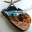 Thumbnail: 5"x9.5" Olive Wood Teal Starfish & Ocean Wave Business Card / Cell Phone Holder