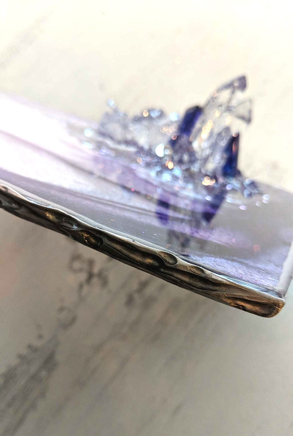 Thumbnail: 10.5"x7.5" Amethyst Jewelry Tray w/Medium Crystal Cluster Ring Holder