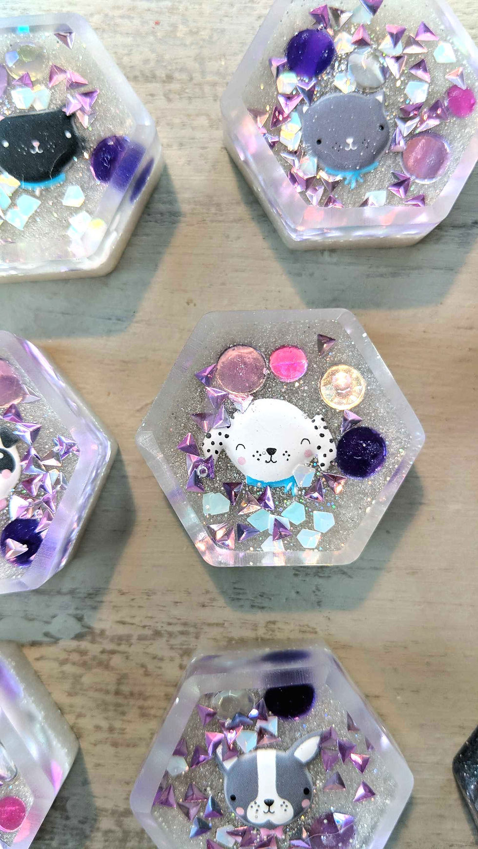 Thumbnail: Puppy & Kitten Resin Honeycomb Checkers Set (24 pieces / Board not included)