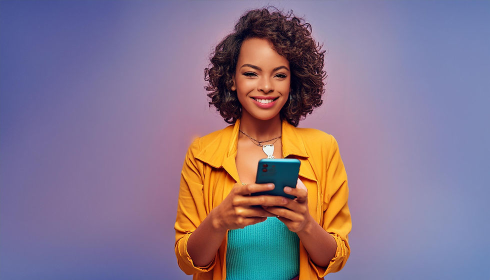 Happy woman using a mobile phone