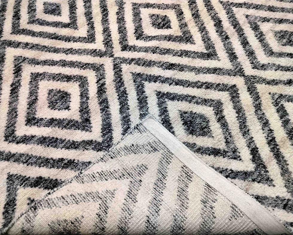 Miniatura: Hand Knotted Woolen Carpet Moroccan Modern White/Natural
