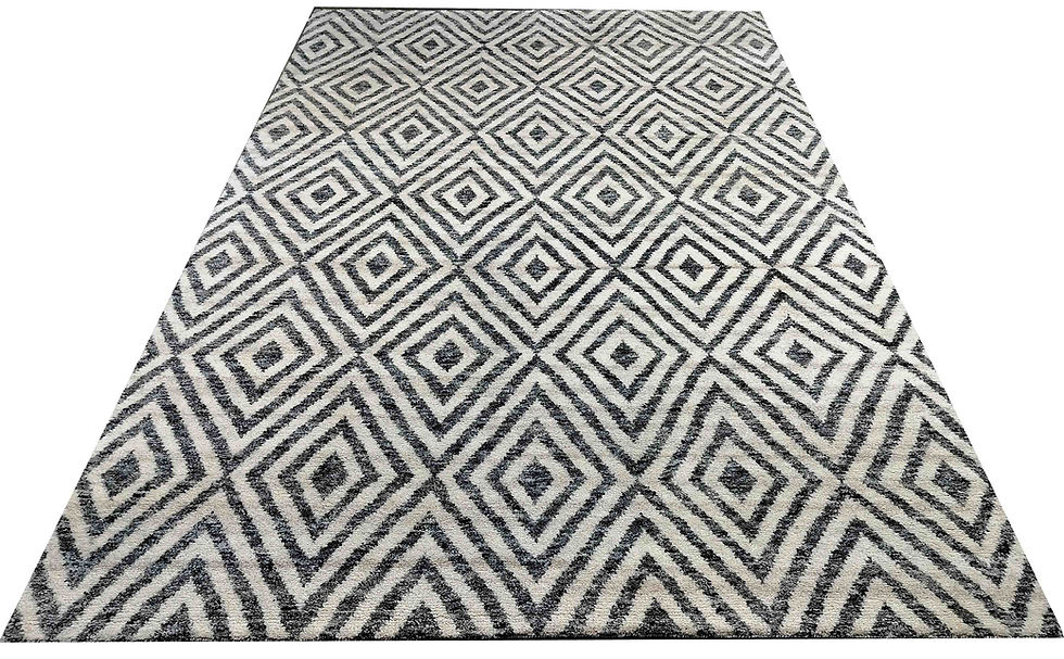 Thumbnail: Hand Knotted Woolen Carpet Moroccan Modern White/Natural