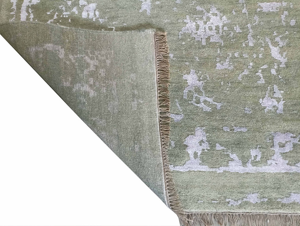 Miniature : Hand Knotted Woolen Carpet, Modern Green, Size: 322 x 434 CM