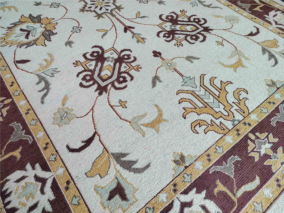 Thumbnail: Hand Woven Woolen Sumac Durrie, Persian Design Size: 200 x 290 cm