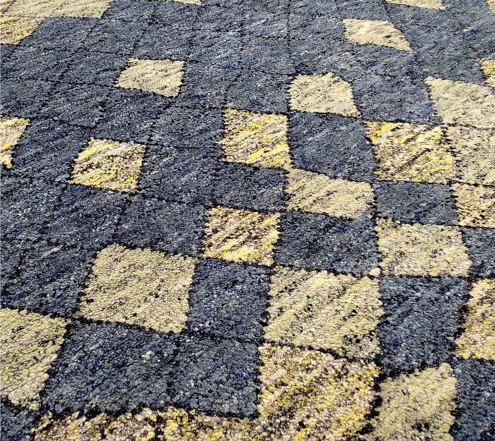 Thumbnail: Hand Knotted Woolen Carpet Moroccan Modern Blue/Gold