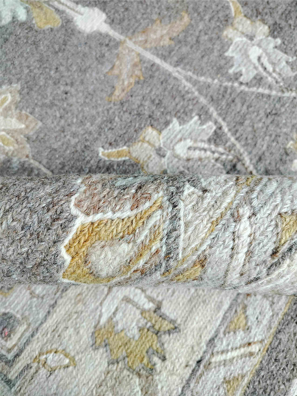 Miniature : Hand Woven Woolen Sumac Durrie, Grey Persian Design Size: 200 x 300 cm