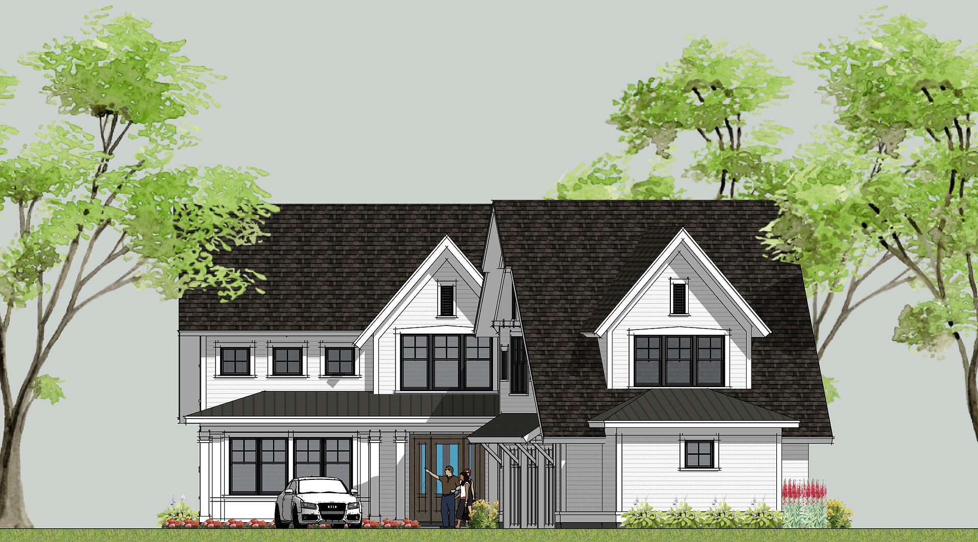 modern farmhouse entry elevation