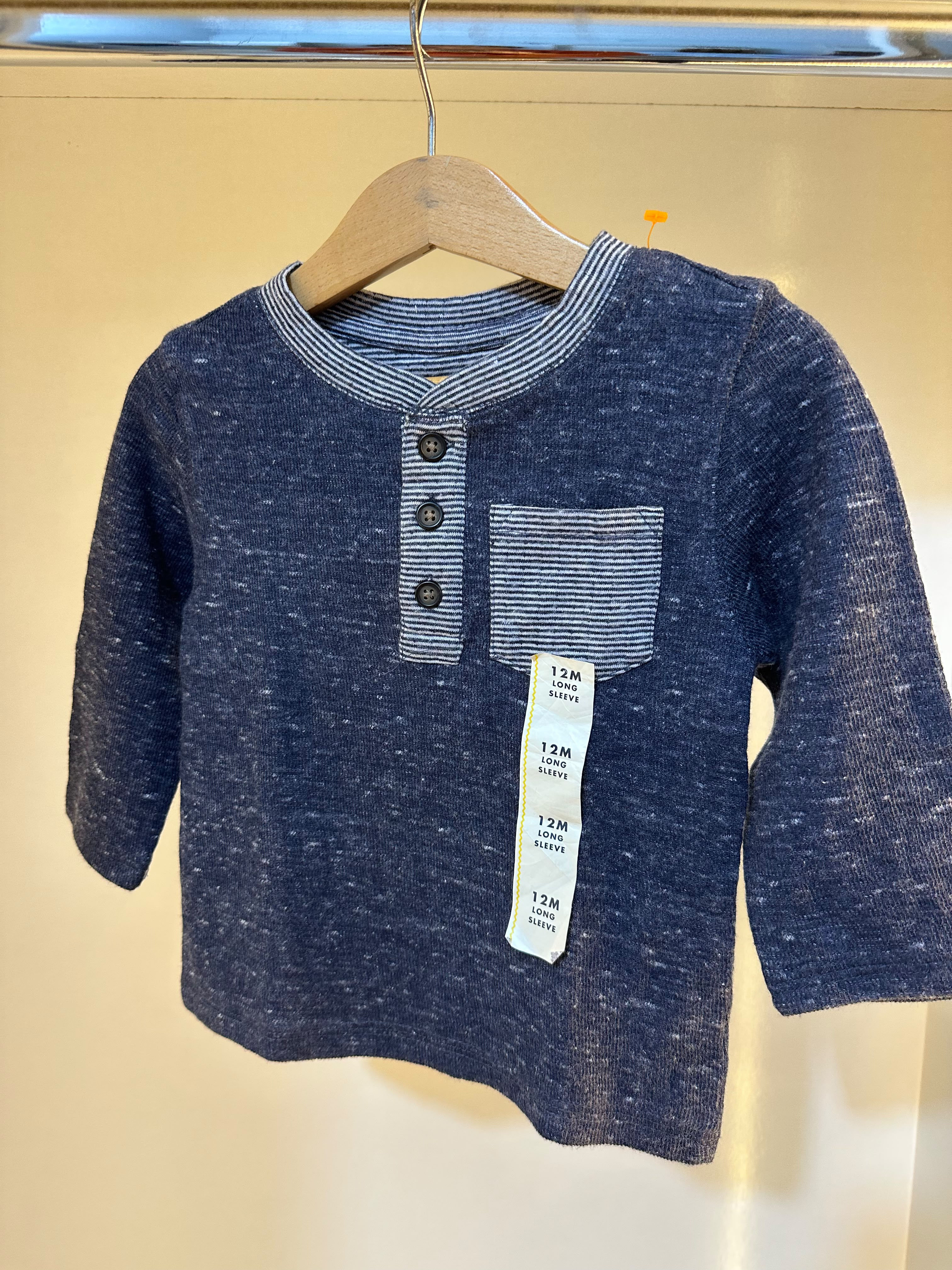 Cat & Jack Navy Blue Henley Long Sleeve T-Shirt – 12 Months