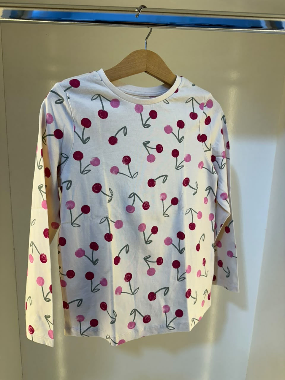 Girls Cherry Print Full-Sleeve Top