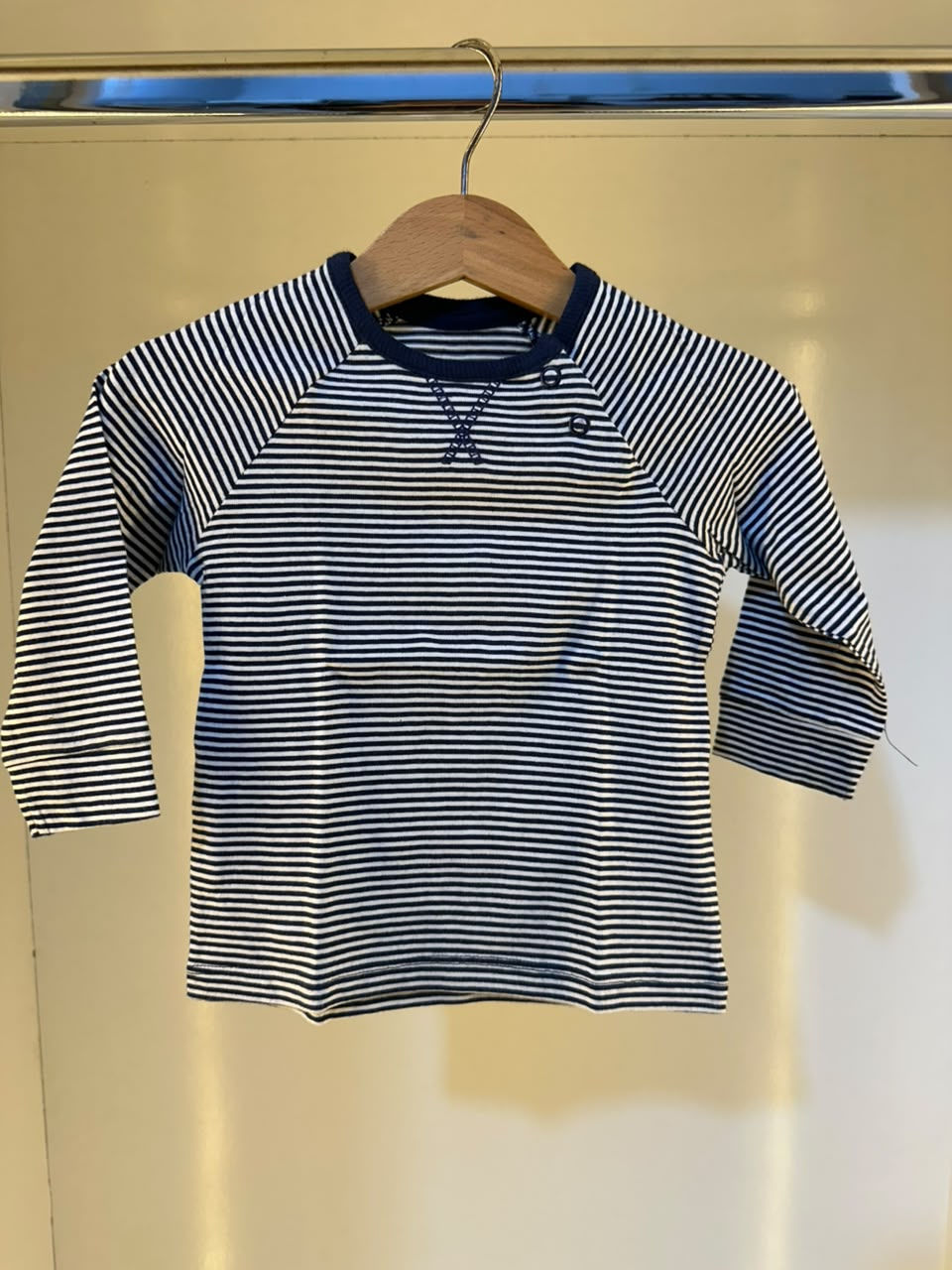Girls Navy & White Striped Top — Size 2–3 Years