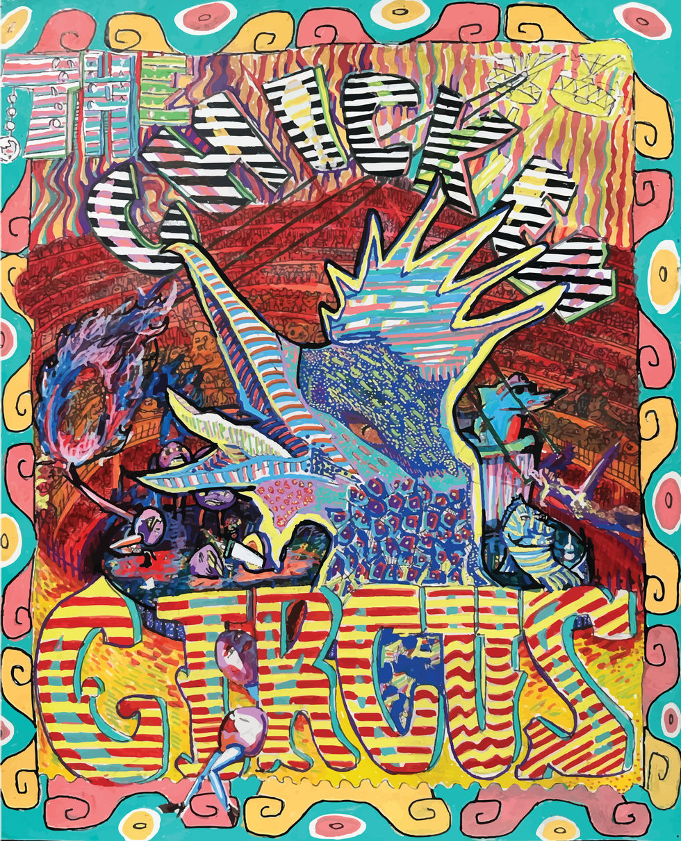 Circus poster, made with alcohol and paint marker.
