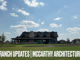 ompleted exterior of the M3 Ranch Amenity Center in Mansfield, Texas, designed by McCarthy Architecture, featuring stone finishes and large windows.