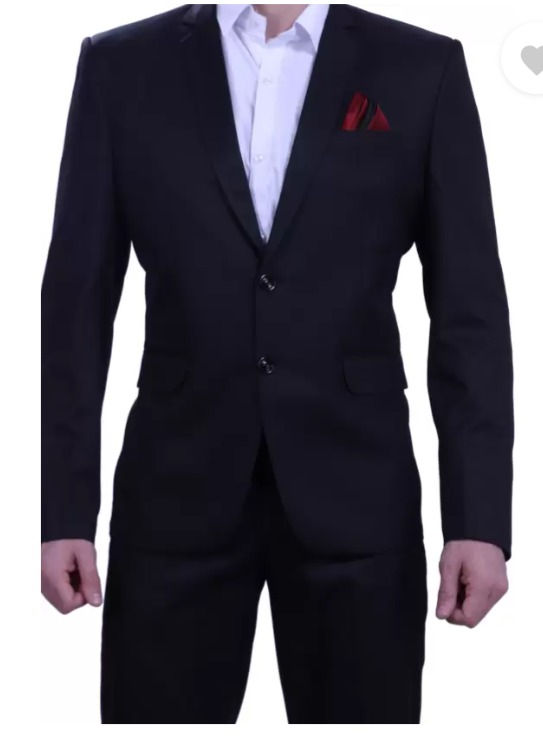 Thumbnail: Solid Single Breasted Formal Men Full Sleeve Blazer  (Black)