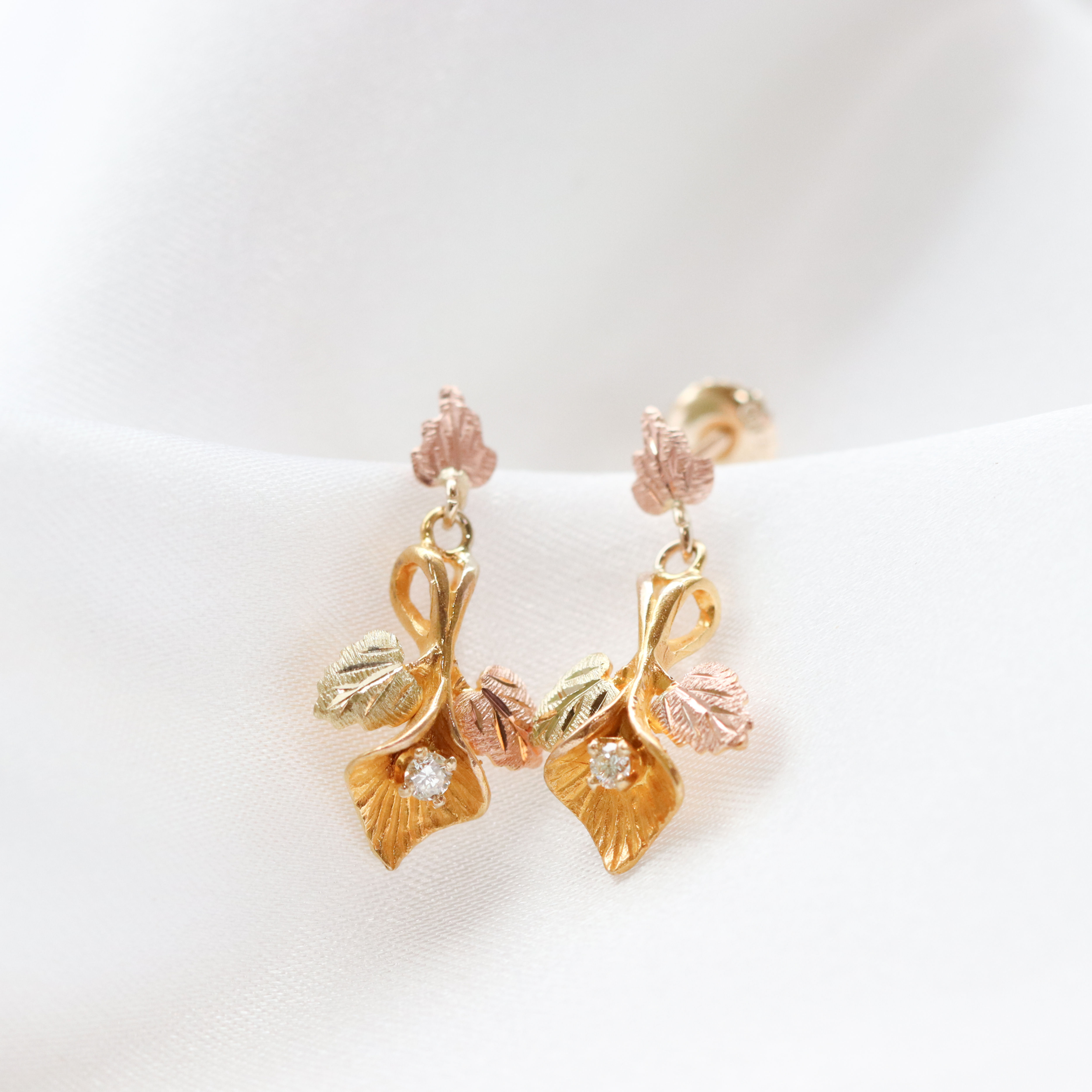 Estate Diamond & Black Hills Gold Earring dangles