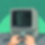 Retro computer with lines of code scrolling on the screen.jpg