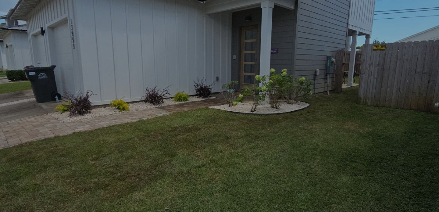 sod install with plants and rocks 