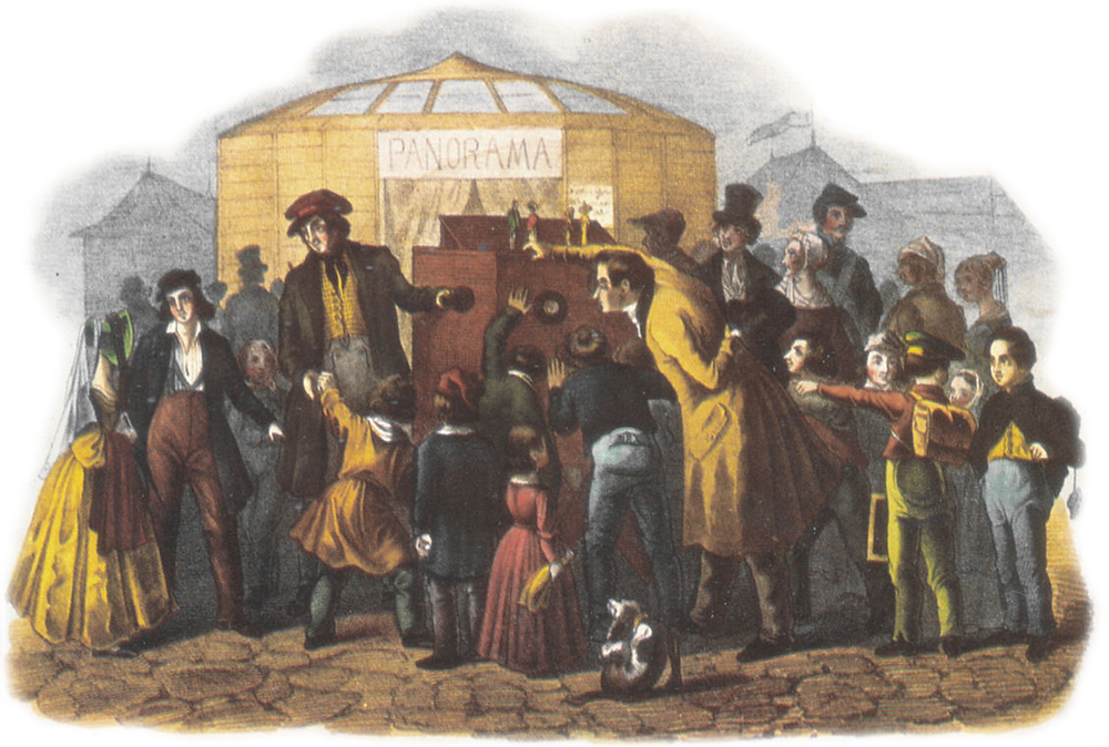 Lithographie von F. Schlotterbeck, aus: Karl Thienemann: Der Jahrmarkt. Sehenswürdigkeiten und Scenen in bunter Reihe, Esslingen 1843
