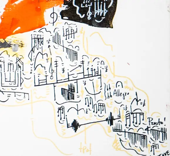 L'immagine rappresenta il quadro moderno e astratto dal titolo the silnce. Dipinto su tela opera originale e fatto a mano,. pezzo unico dell'autore Gustave de la Reine. Dettaglio