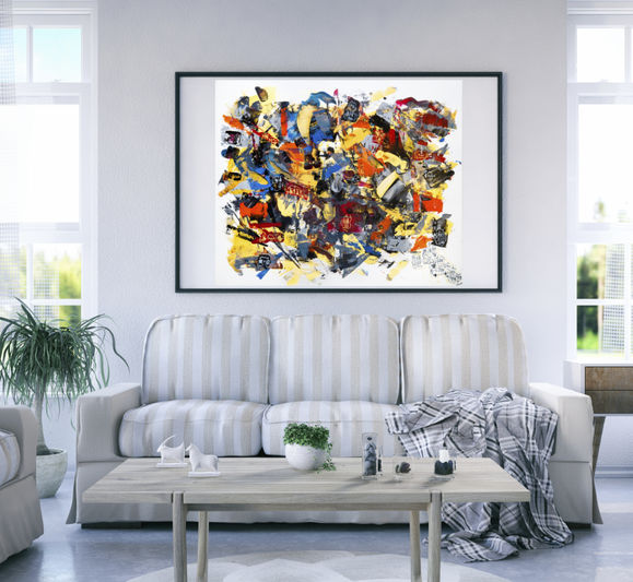 L'immagine rappresenta il quadro moderno e astratto dal titolo the silnce. Dipinto su tela opera originale e fatto a mano,. pezzo unico dell'autore Gustave de la Reine