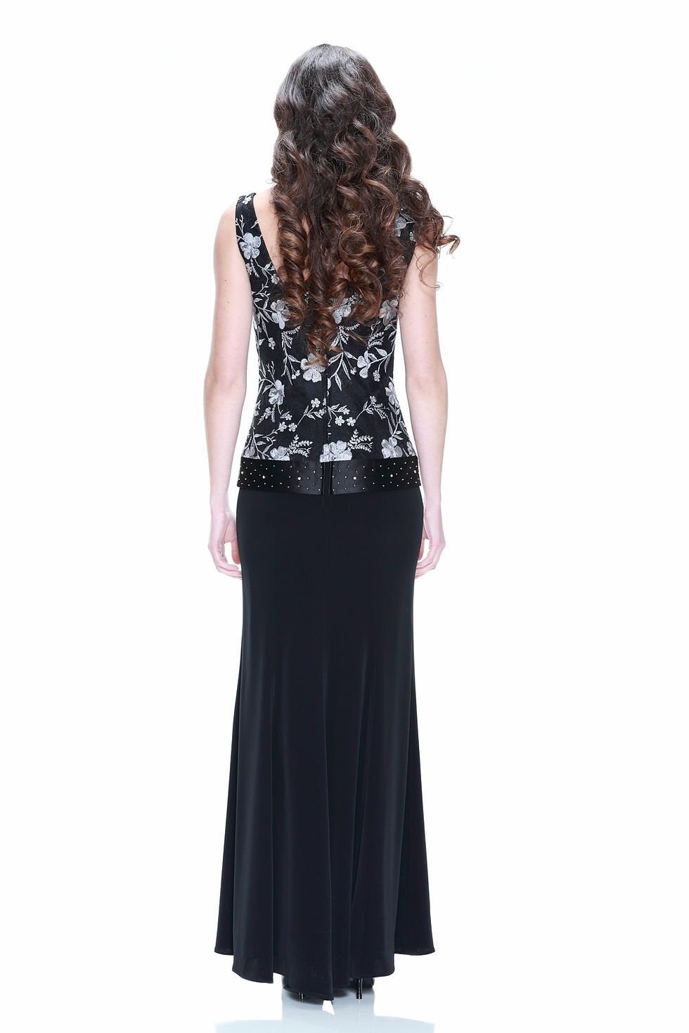 Thumbnail: A high fashion model wearing a Lorellana Couture Mother of the Bride dress