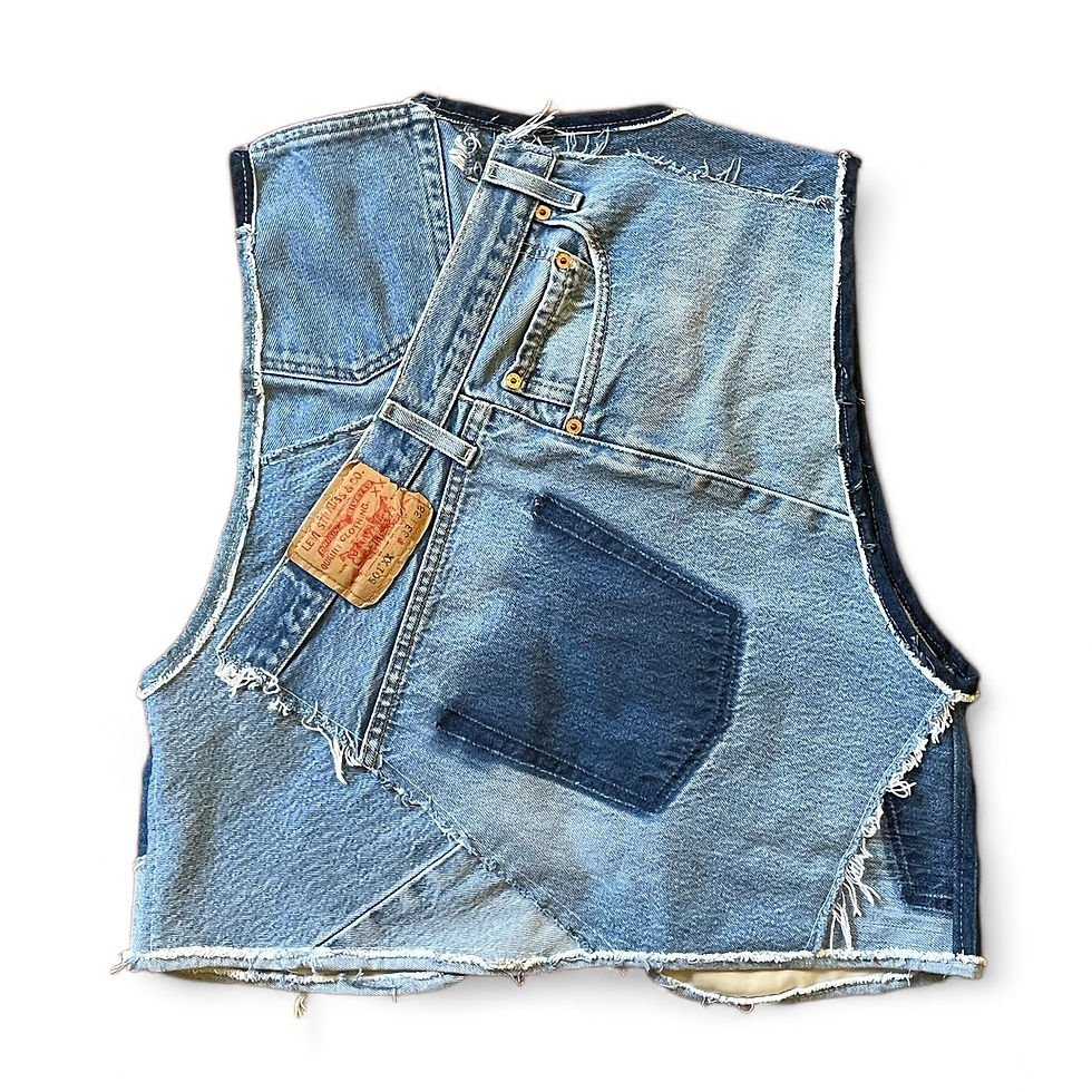 Thumbnail: Frayed Patchwork Denim Vest