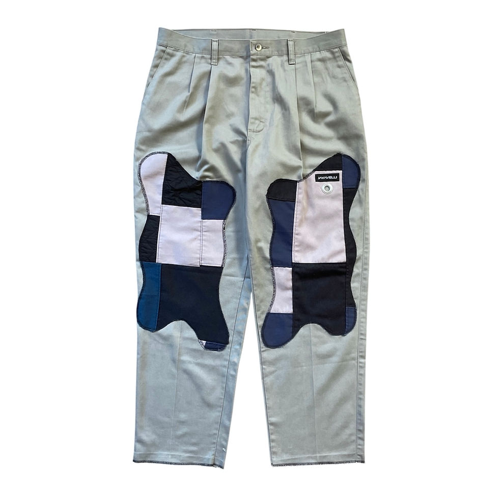 Wavy Patchwork Double Knee Pants
