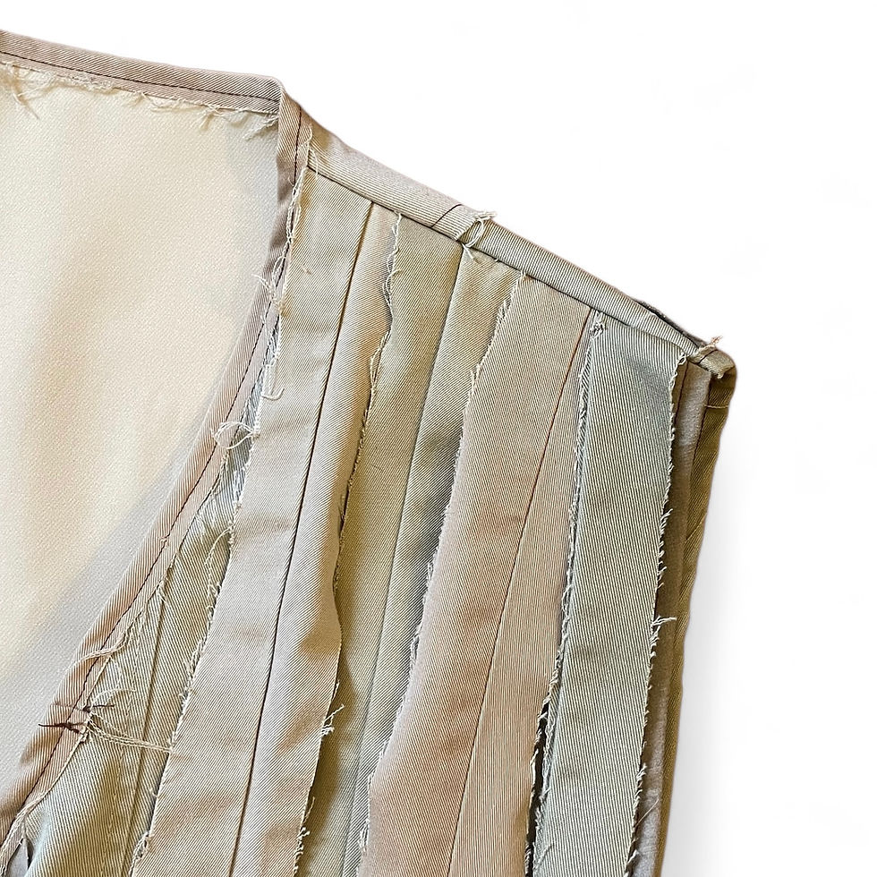 Thumbnail: Patchwork Frayed Fringe Vest in khaki blend