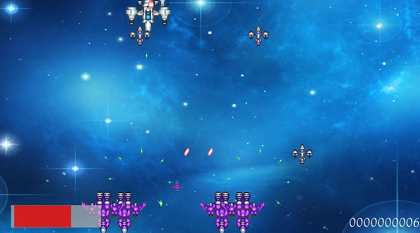 Screenshot of ships shooting.