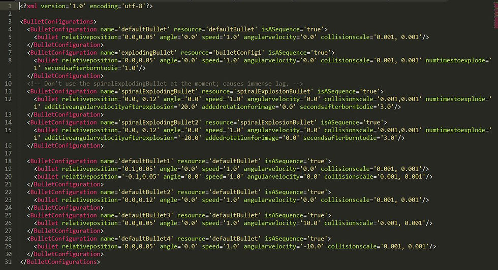 Bullet Configuration xml file
