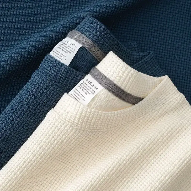 Men's New Summer Waffle Round Neck Short Sleeve T-Shirt Comfortable Breathable S