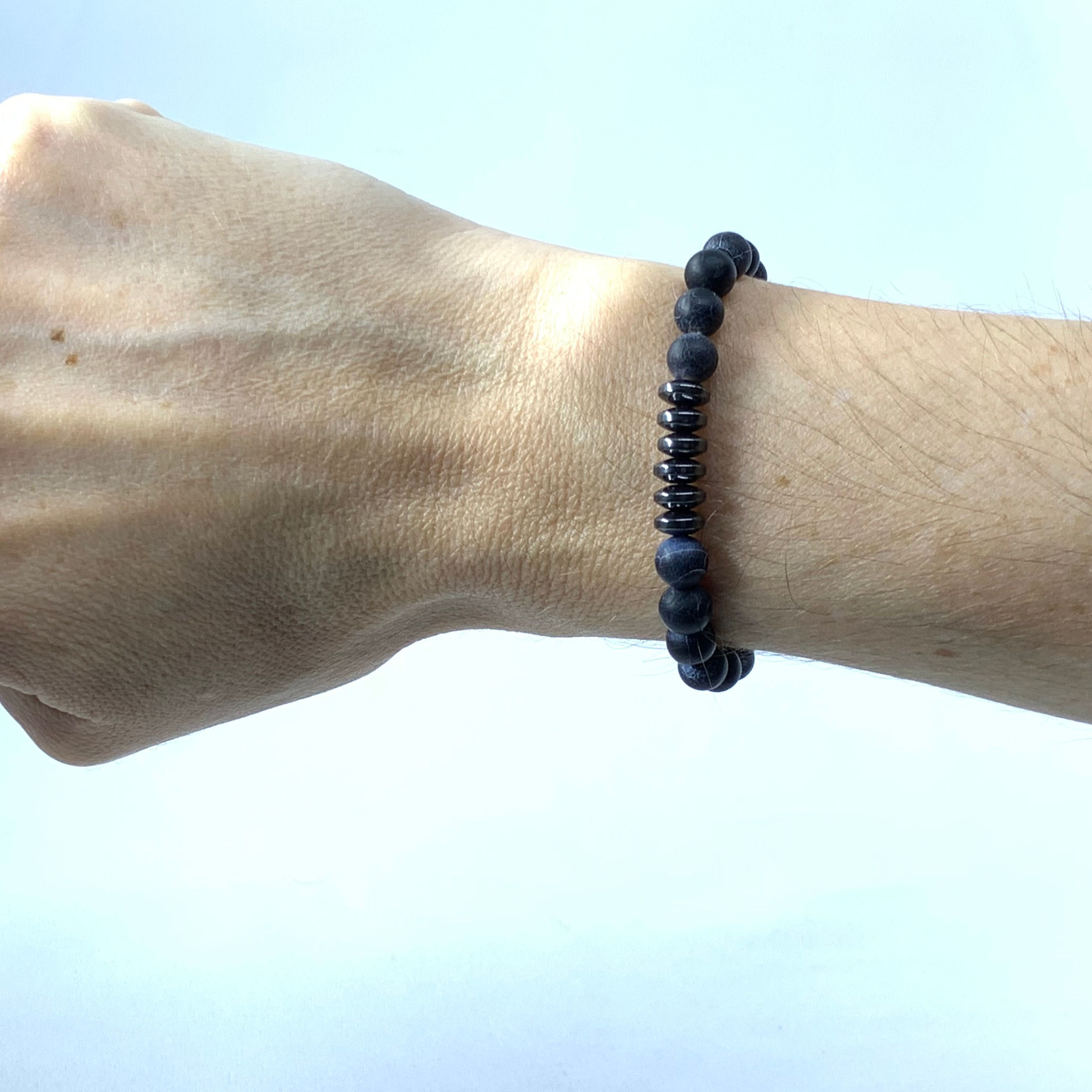 Pulseira Lápis Cinza e Hematita