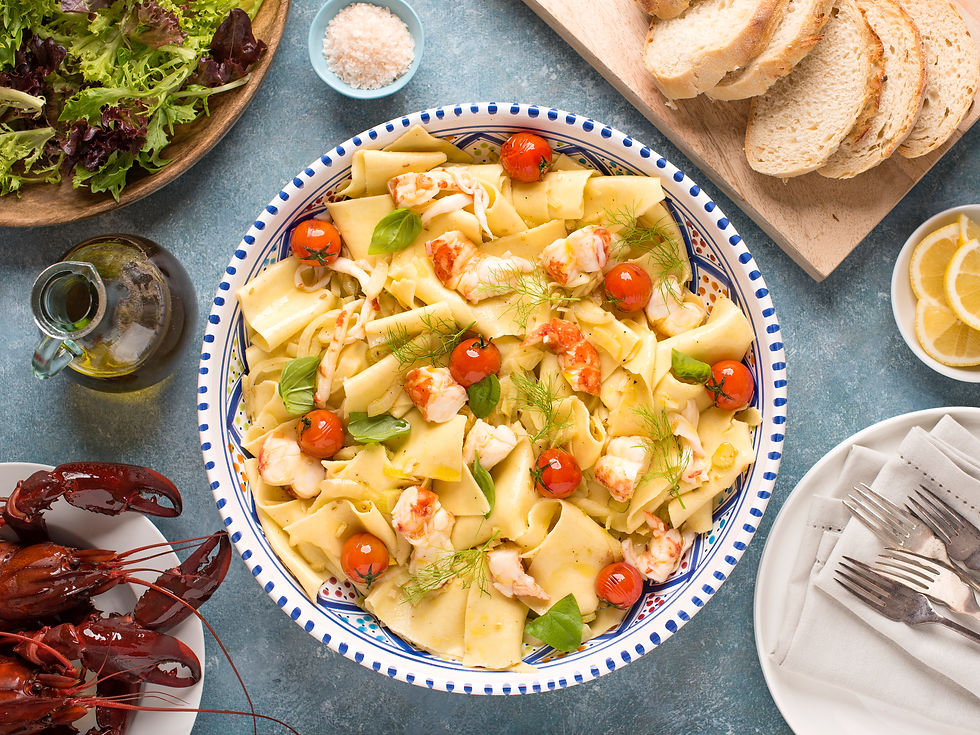 Marron Rag Pasta with Fennel, Scorched Cherry Tomatoes and Lemon