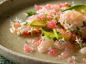 GENUINELY SOUTHERN FORESTS MARRON & AVOCADO CEVICHE WITH LIME, FINGERLIME & GARLIC CHIVES 