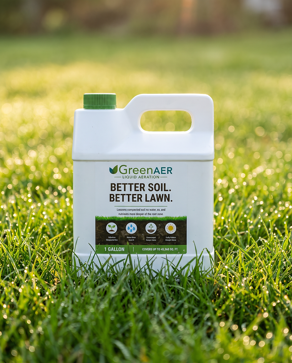Thumbnail: GreenAER liquid lawn aerator bottle standing in green grass, lifestyle photo