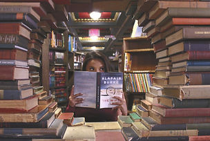 Picture of woman peering out from behind books, titled, Links and Information for You!