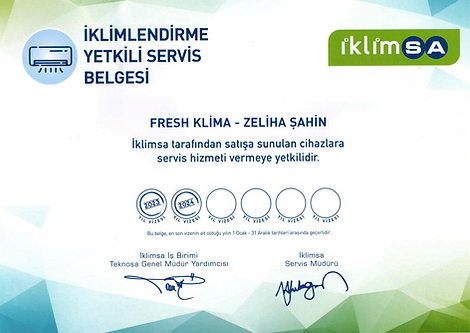İKLİMSA Yetkili Servis Belgesi-1