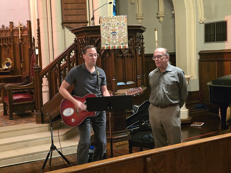 Andrew Caddell and Charlie Gysel singing Morning has Broken at the 9am