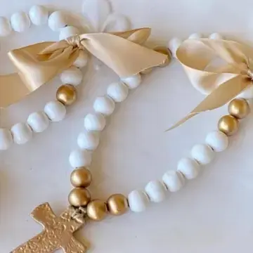 Gold Gilded Cross Blessing Beads