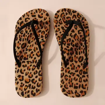 Leopard Print Flip Flops